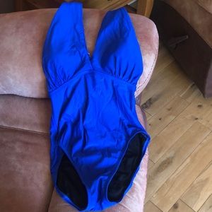 Blue One Piece Halter Style Swimsuit